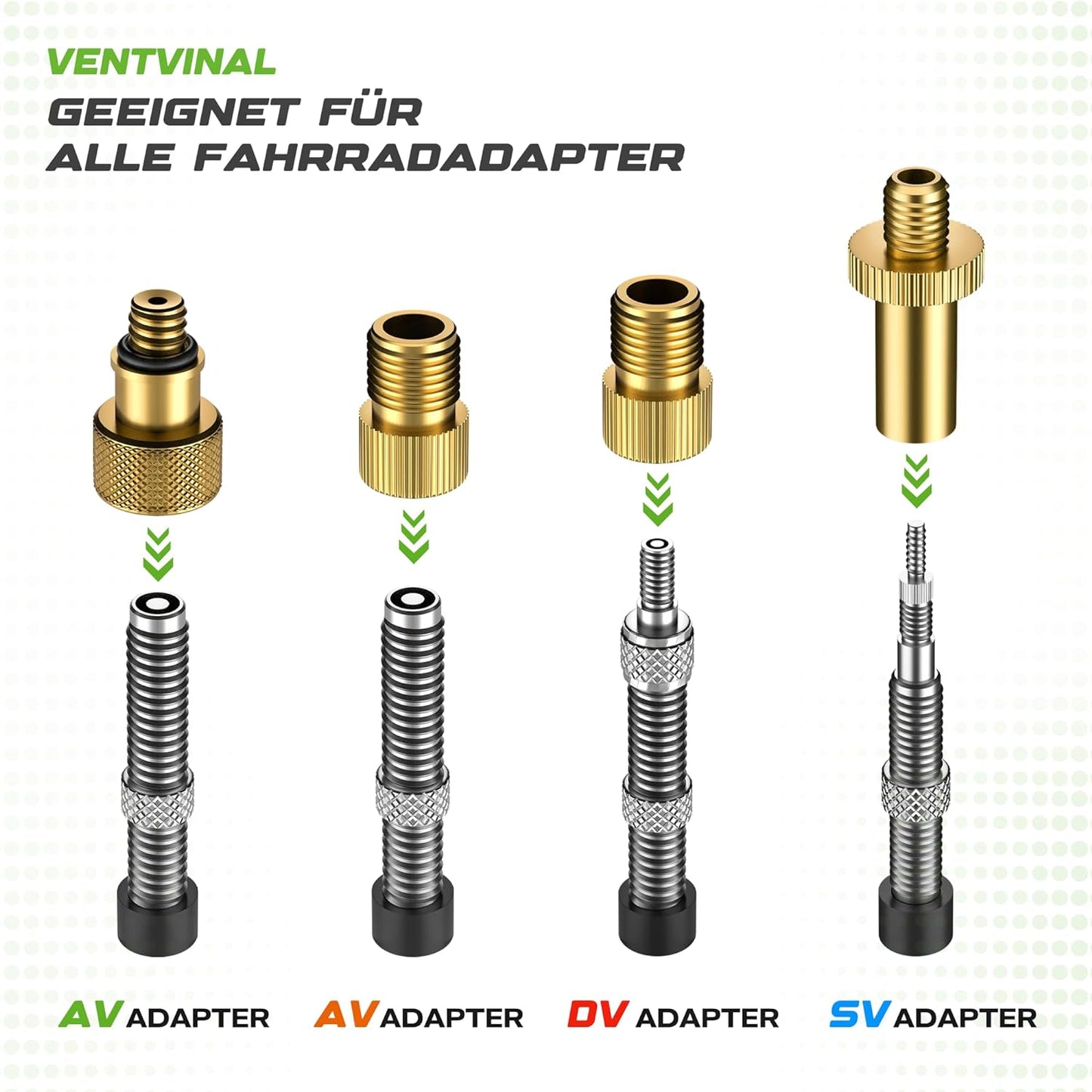 Fahrradventil Adapter Set,Alle Fahrradventil Adapter,Französisches Ventil Adapter und Autoventil Adapter,Mit Formatbox,Luftpumpe,Kugelnadel und Kompressorventiladapter