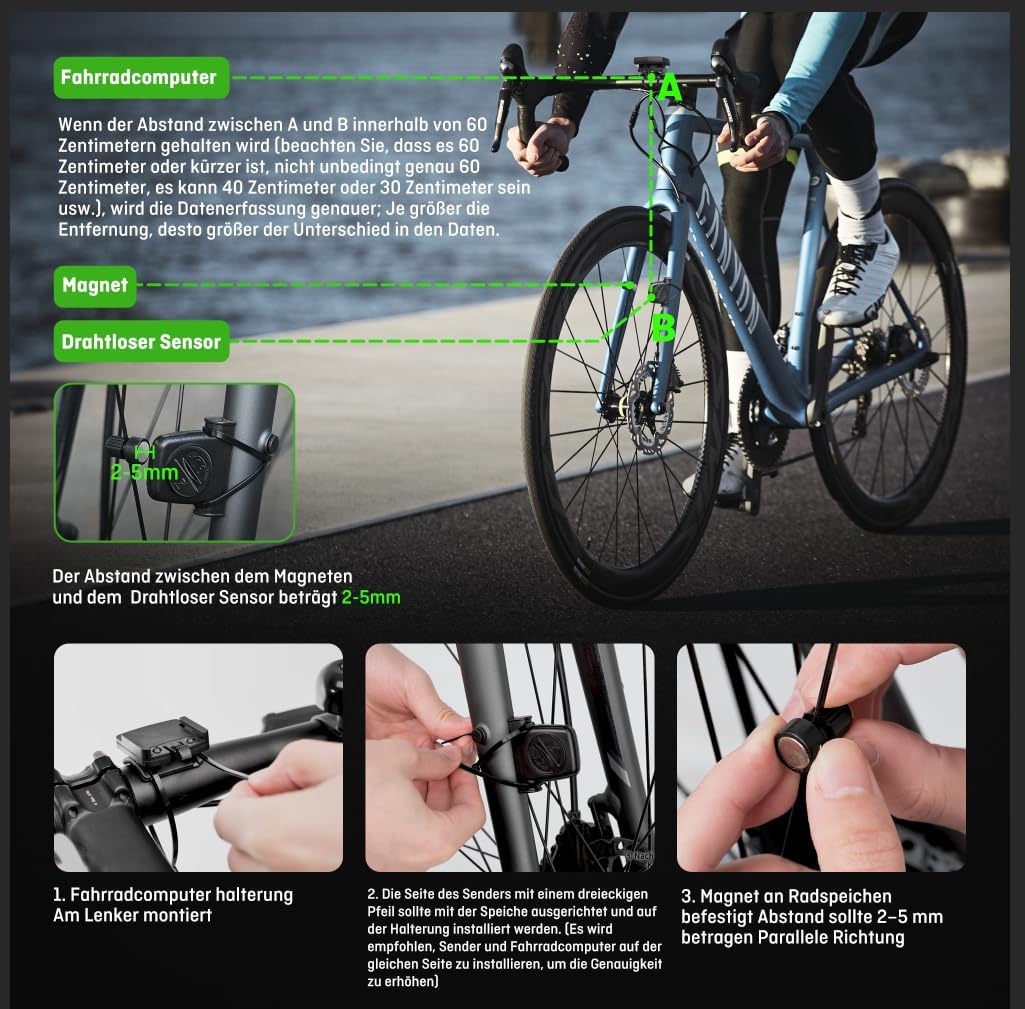 Fahrradcomputer Kabellos,Multifunktional Fur Wasserdicht Fahrradtacho – MUSCCCM