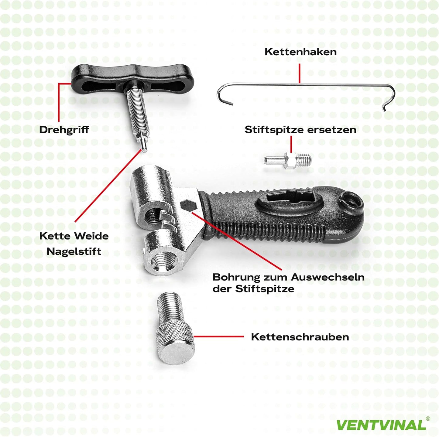 Ventvinal Fahrrad Werkzeug,Fahrradkette Reparatur Set 2.0 mit Kettennieter Fahrrad und kettenschloss zange,kettenlehre Fahrrad,4 Paar Fahrradketten Nieten für 6-12 Fach Fahrradkette Werkzeug