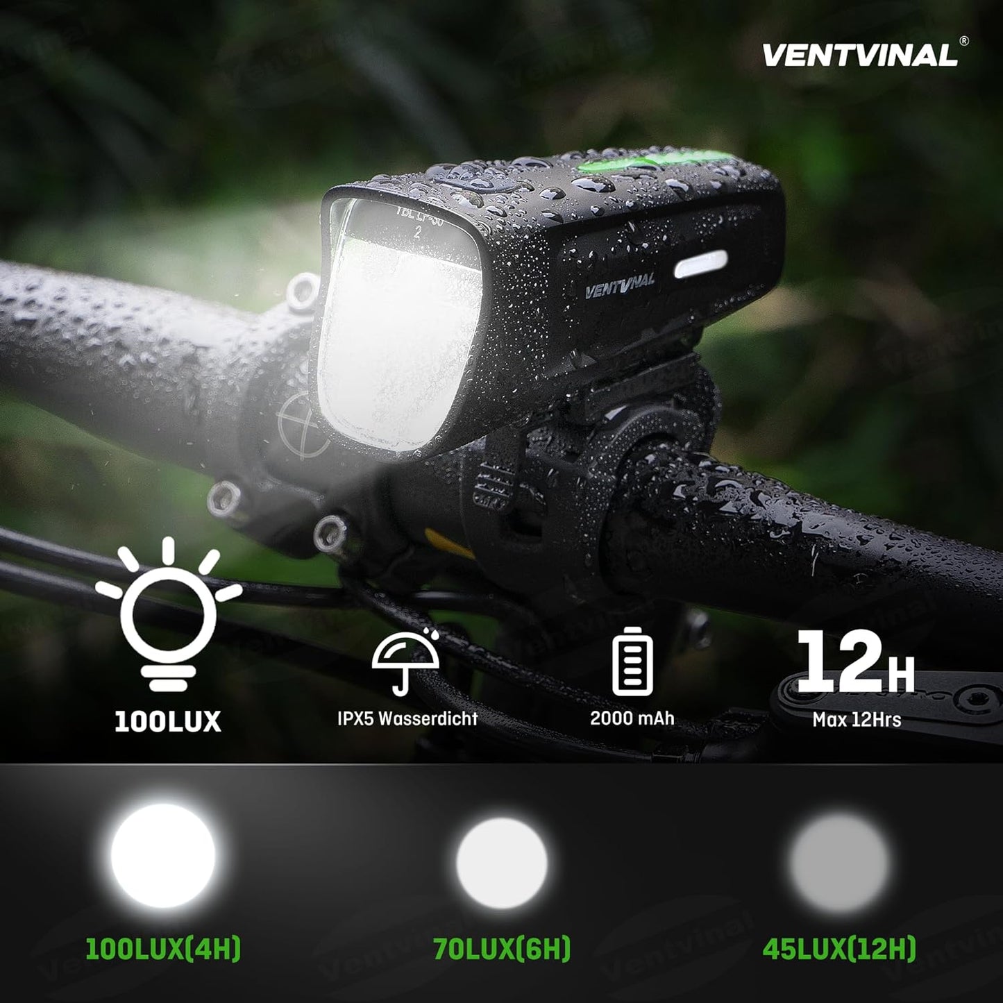 Ventvinal Fahrrad Lichter Led Set,LED Fahrradlicht Vorne 100 LUX und R – MUSCCCM